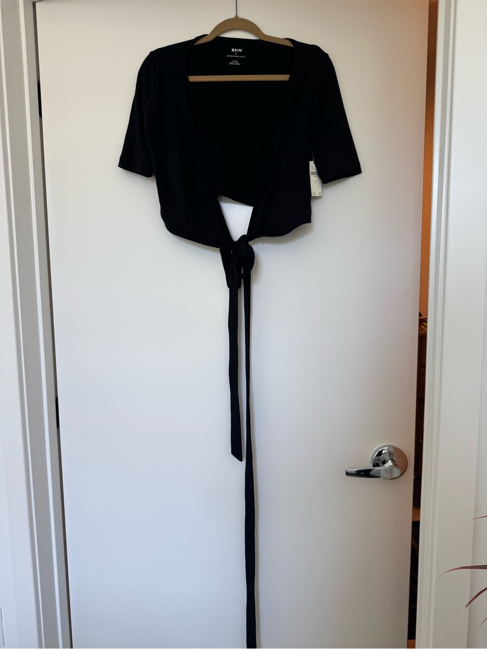 Maeve Black Open-Front Tie Cardigan